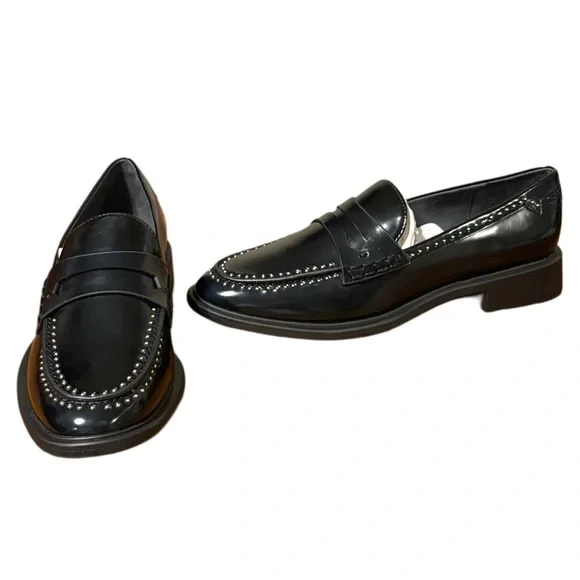 Franco Sarto Glossy Black Loafers - Picture 3 of 9